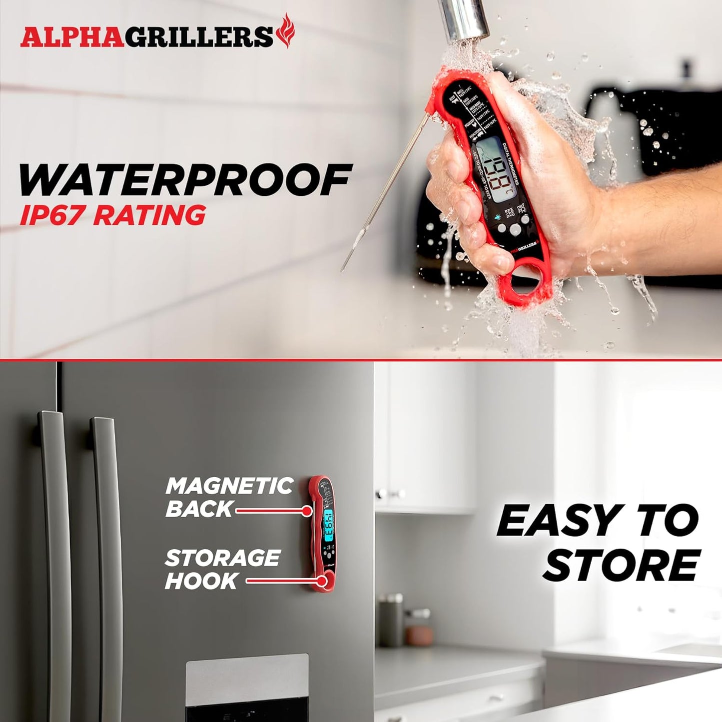 Alpha Grillers Instant Read Meat Thermometer - Digital Cooking Thermometer for BBQ & Kitchen Use