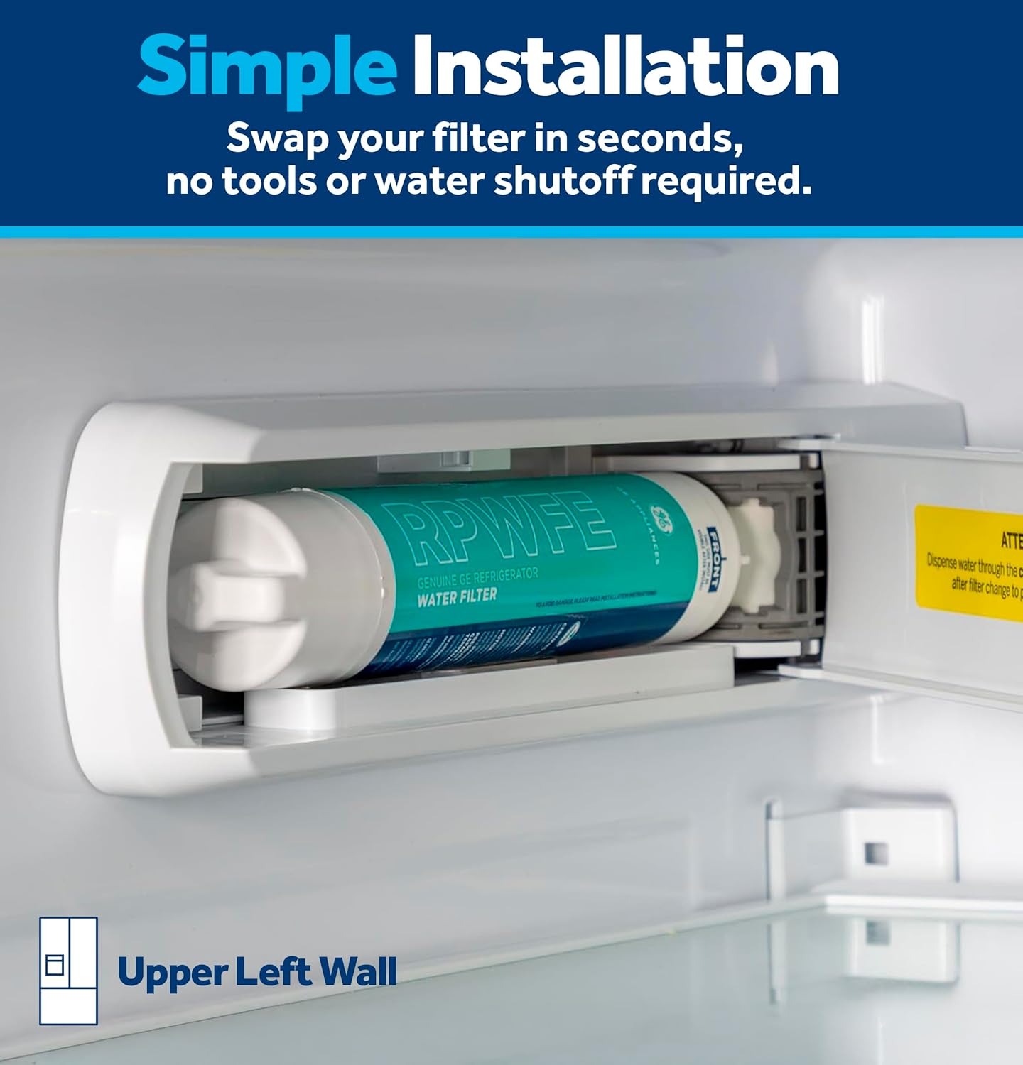 GE RPWFE Refrigerator Water Filter - Certified to Reduce Lead & 50+ Impurities