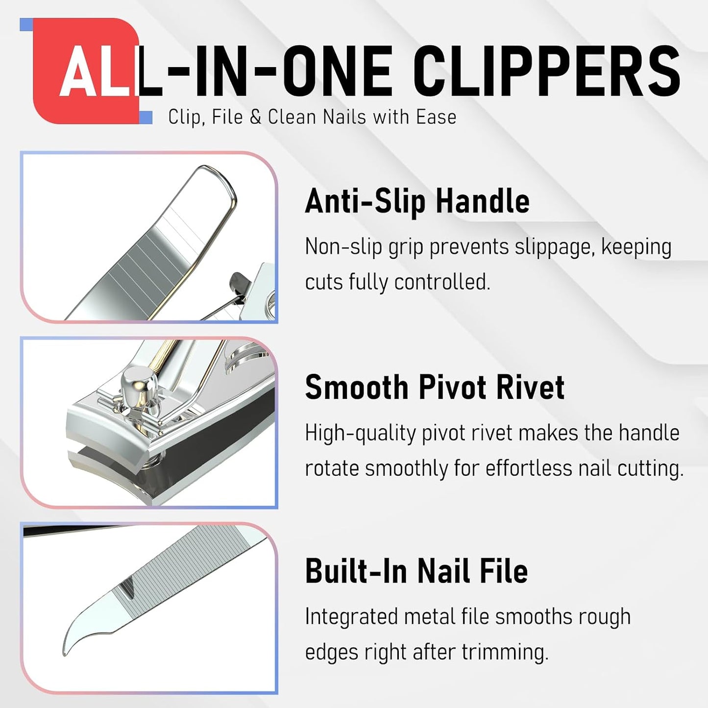 firiKer Premium Stainless Steel 2-Piece Nail Clipper Set with File