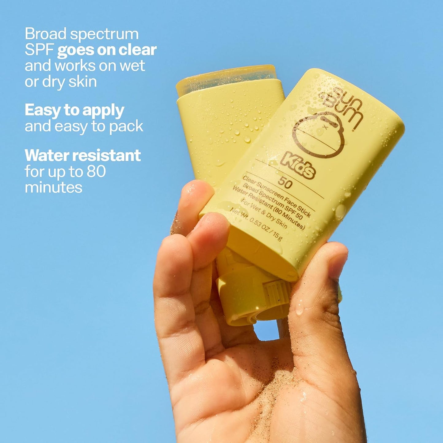 Sun Bum Kids SPF 50 Clear Face Stick - Wet/Dry Sunscreen for Active Kids (Hawaii Compliant)
