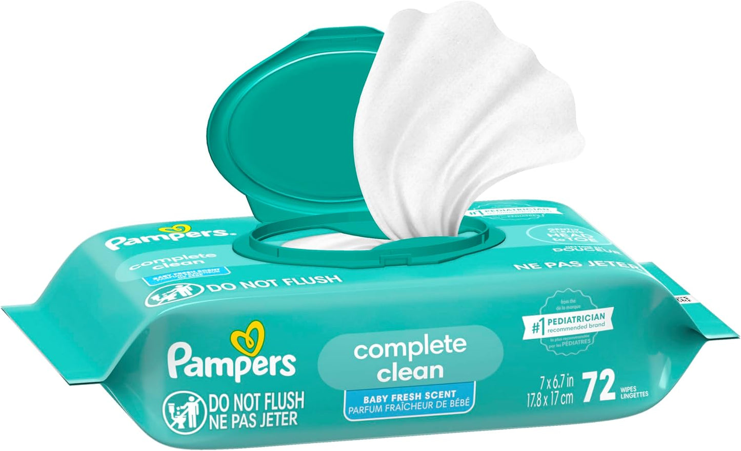 Pampers Baby Wipes - Gentle Head-to-Toe Clean with Baby Fresh Scent, 72 Count