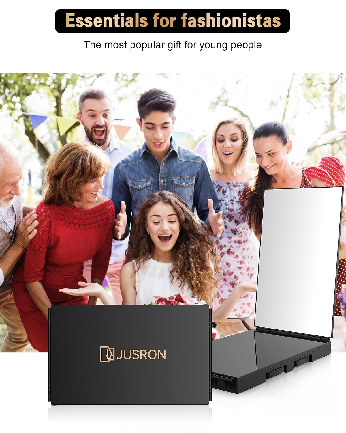 JUSRON 360° Viewing Angle Hair Cutting Mirror - Clear Anti-Fog HD Glass for Home Styling