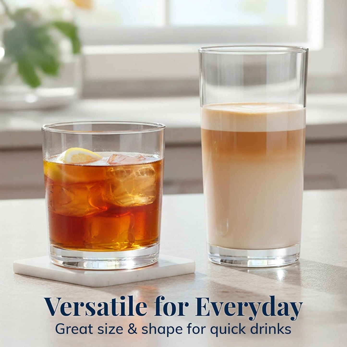 US Acrylic Classic Clear Plastic Reusable Drinking Glasses Set (4x12oz + 4x16oz) BPA-Free Dishwasher Safe