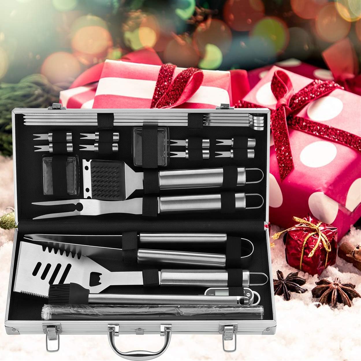 ROMANTICIST 23-Piece BBQ Grill Tool Set w/ Thermometer & Case - Premium Stainless Steel for Outdoor Cooking