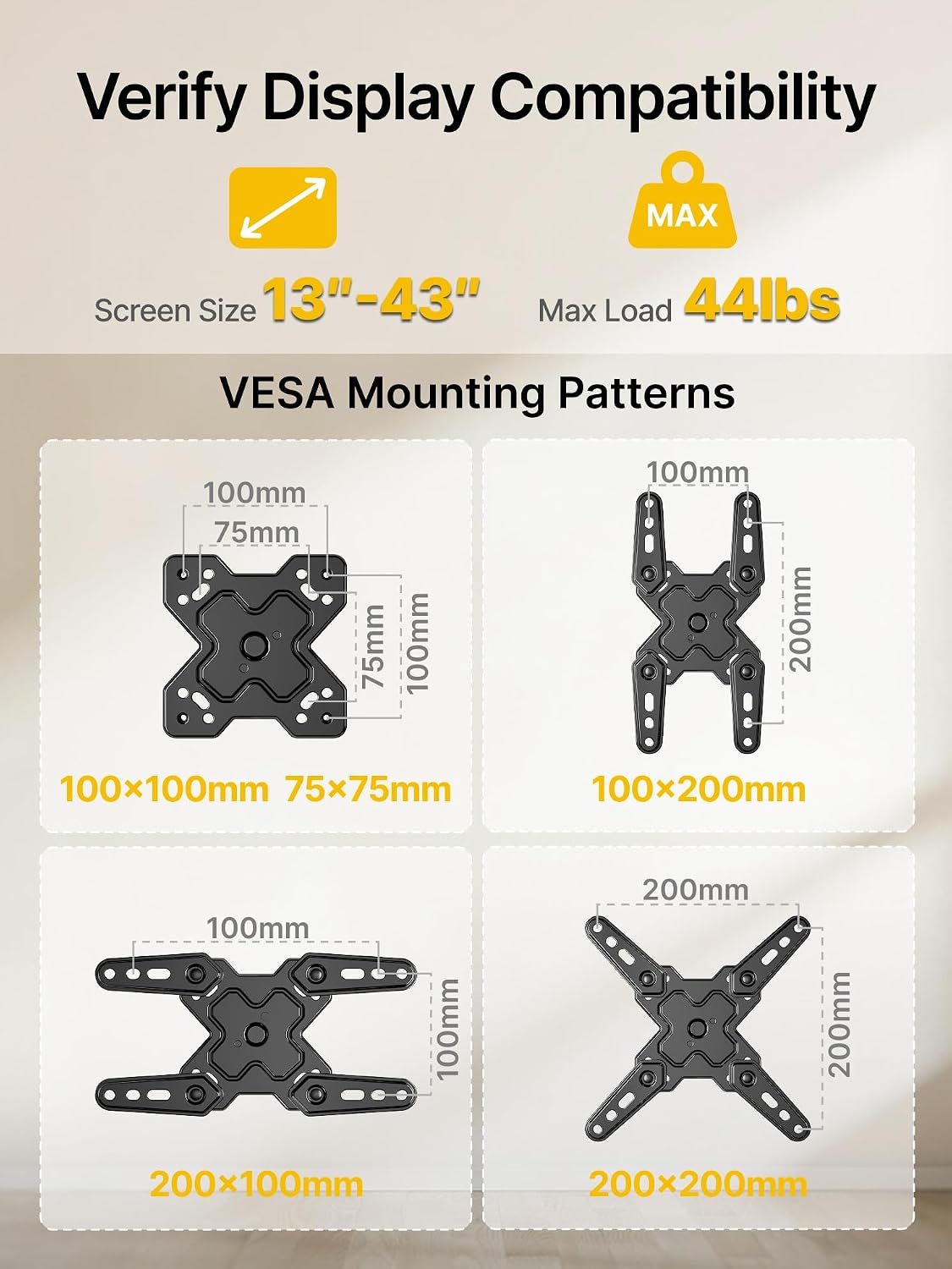 Full Motion TV Wall Mount for 13-43 Inch TVs - monTEK Articulating Swivel Tilt Bracket