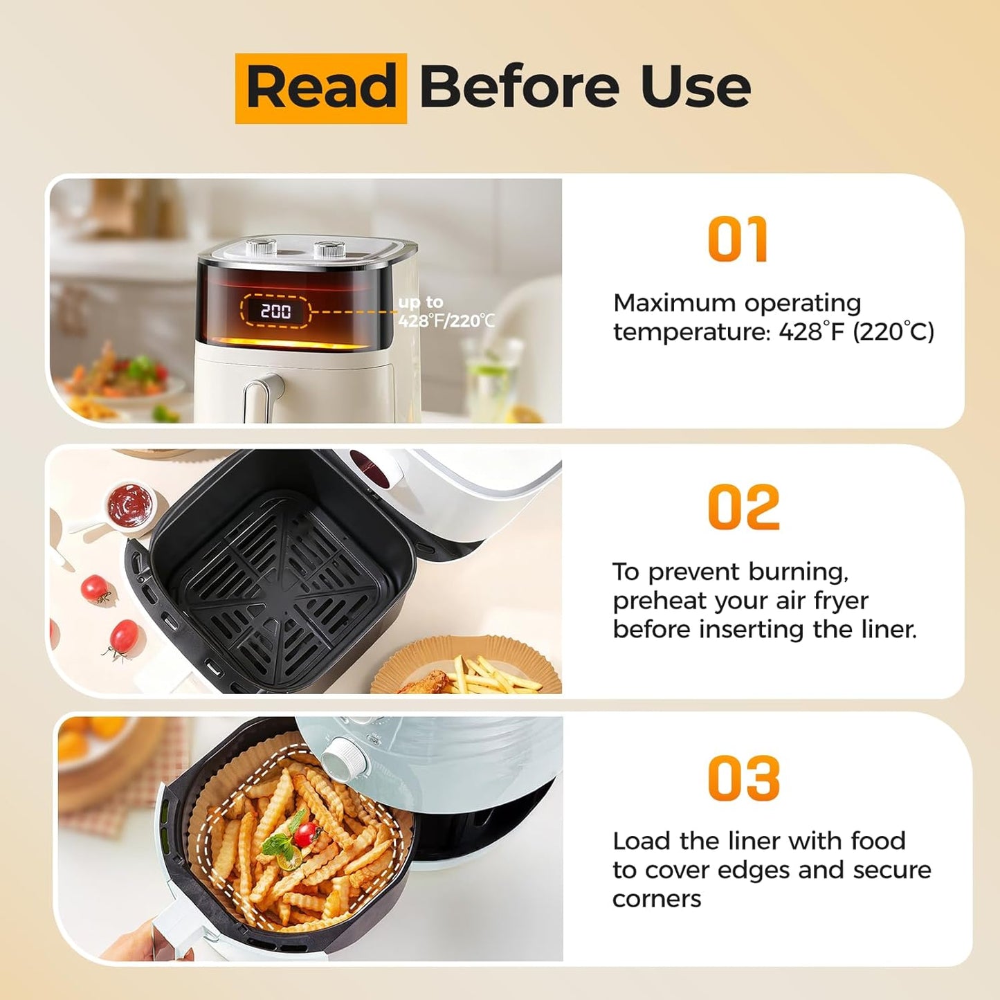 Vailnd Air Fryer Parchment Liners - 125Pcs Disposable Non-Stick 8IN Square Liners for Ninja AF150