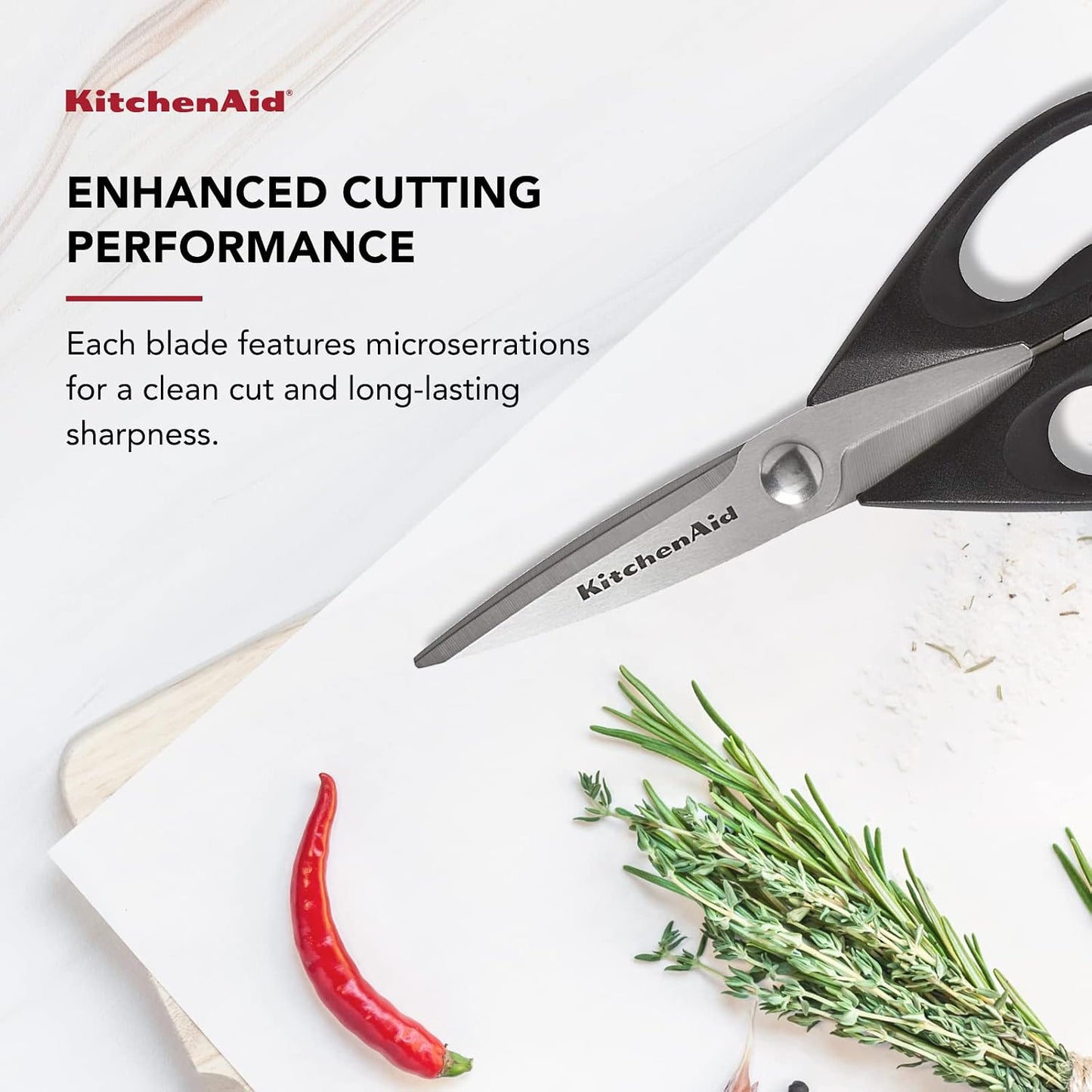KitchenAid Premium Stainless Steel Kitchen Shears with Comfort Grip & Protective Sheath - Dishwasher Safe for Easy Cleaning