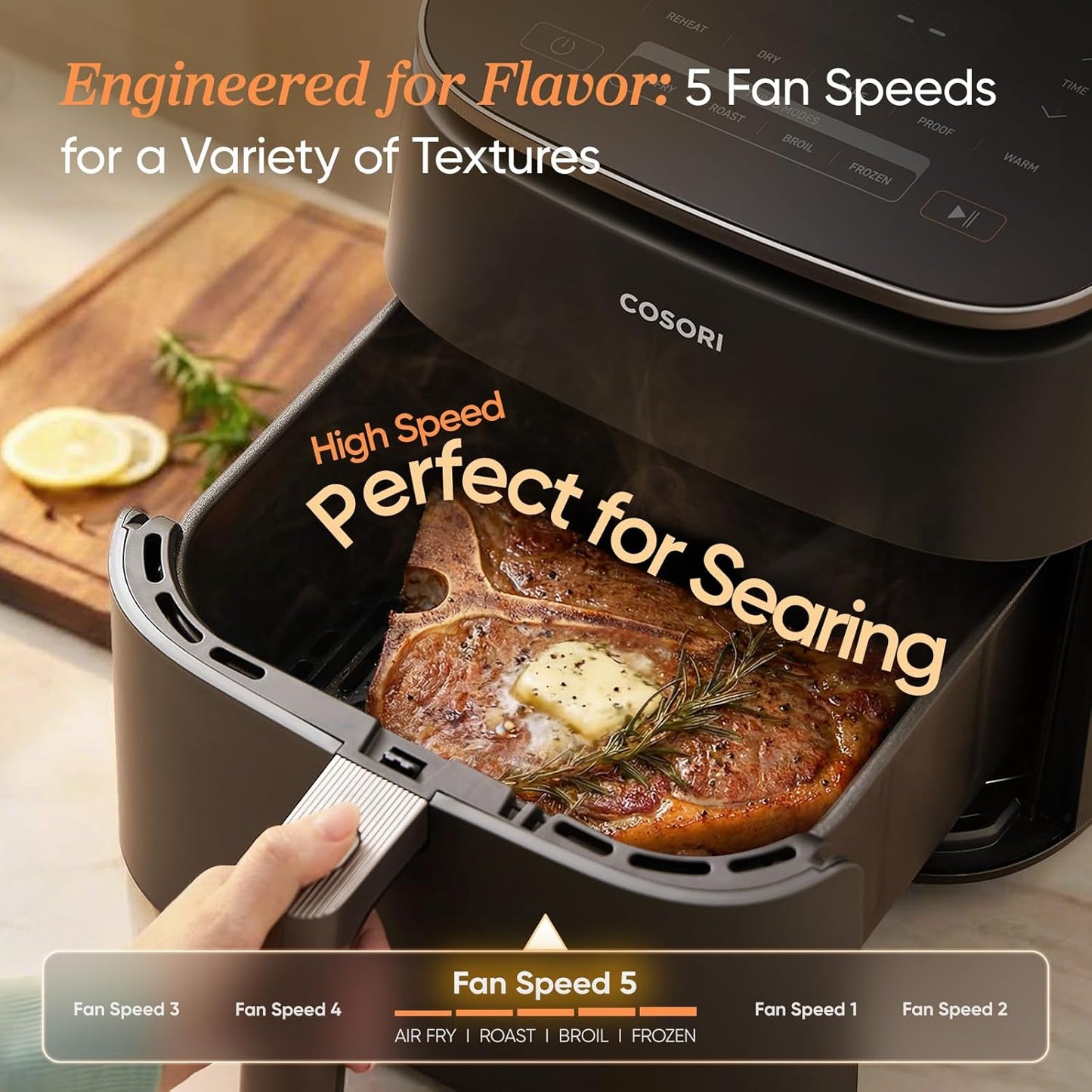 Cosori 9-in-1 TurboBlaze Air Fryer - 6-qt, 450°F, 95% Less Oil for Crispy Meals