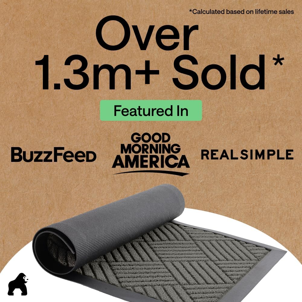 Waterproof All-Season Doormat by Gorilla Grip - Natural Rubber Stain Resistant 29x17
