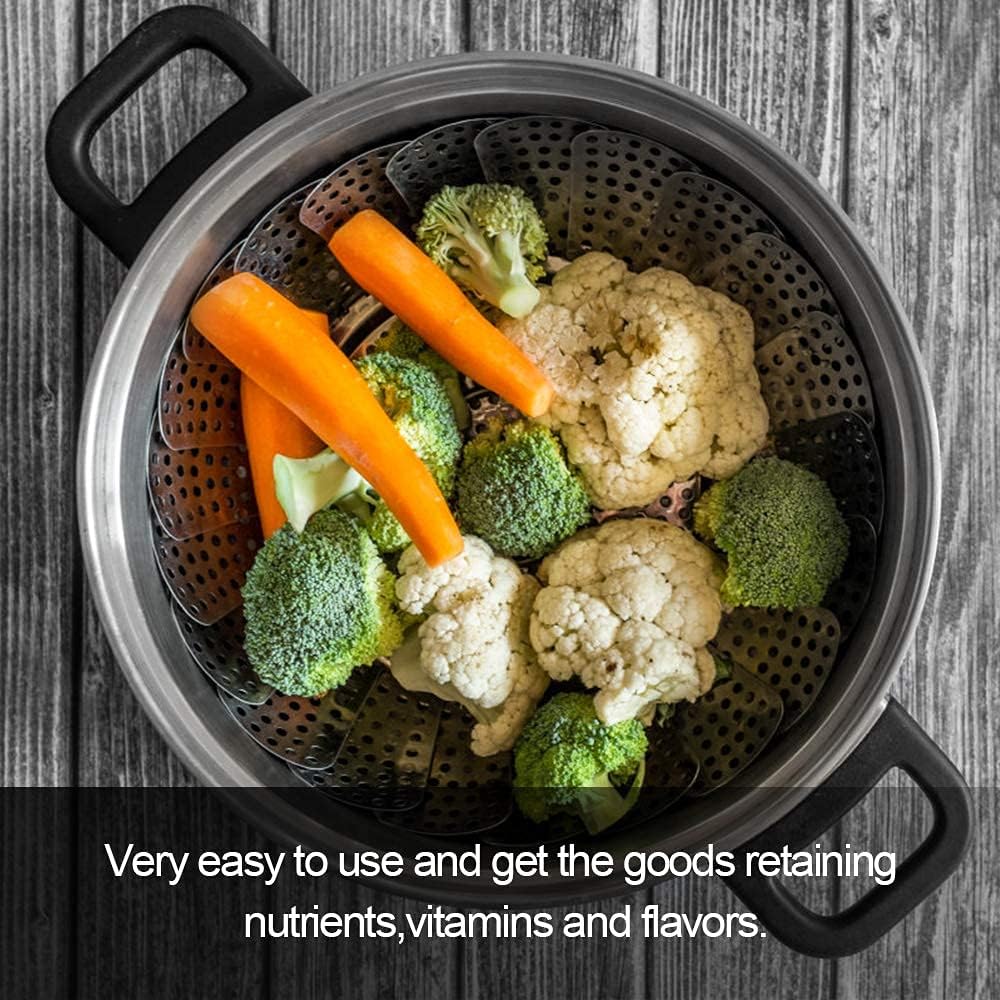 SAYFINE Premium Stainless Steel Veggie Steamer Basket - Fits Pots Up to 9.2"