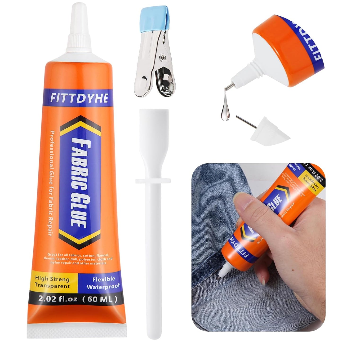 Permanent Fabric Glue - 60ml Washable Adhesive for Clothing & Crafts by FITTDYHE