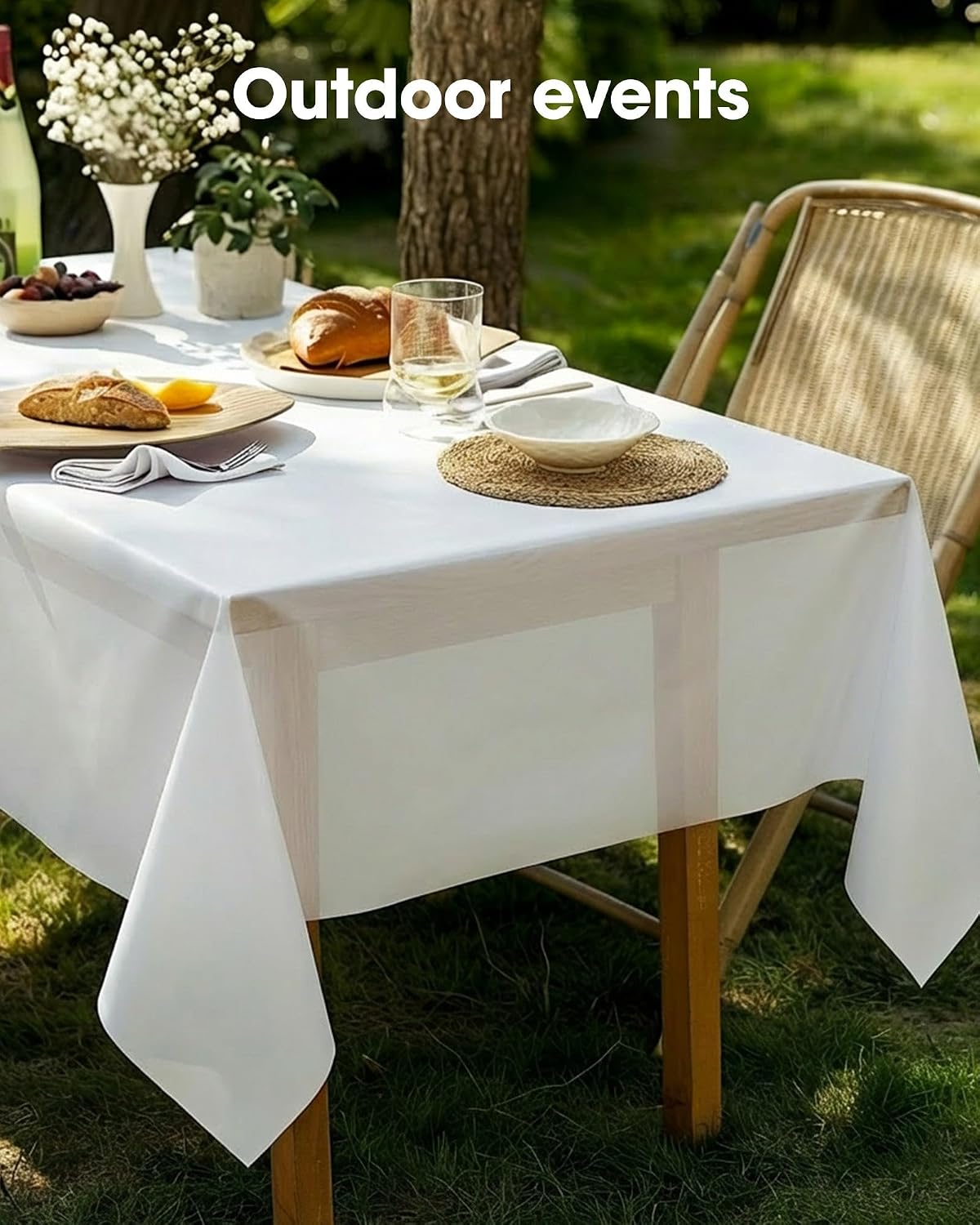 Pureegg 10-Pack White Disposable Tablecloth 54x108 Inch for Parties