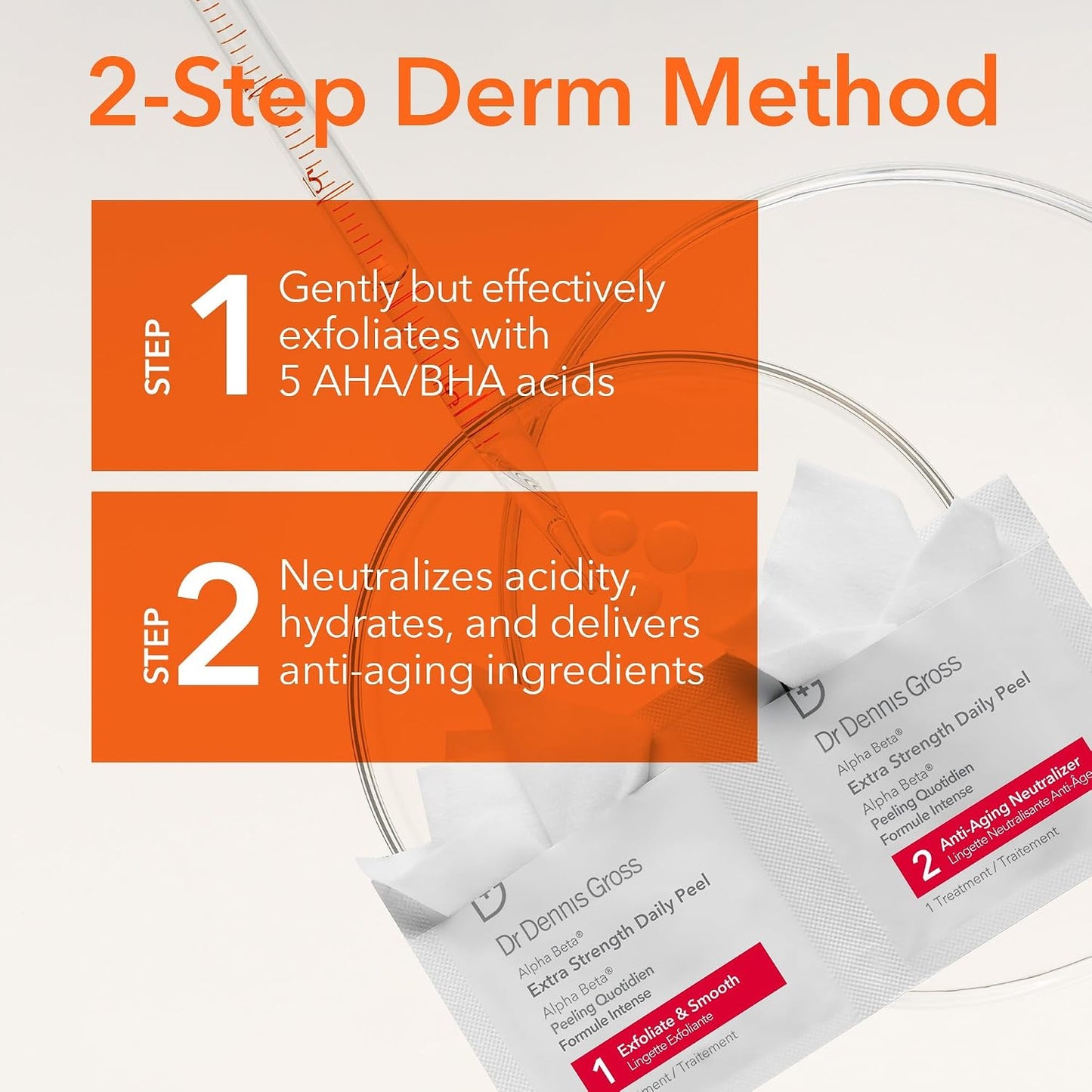 Dr. Dennis Gross Alpha Beta Daily Peel - 2-Step Exfoliating Pads for Smoother Skin & Radiance, 5 Treatments