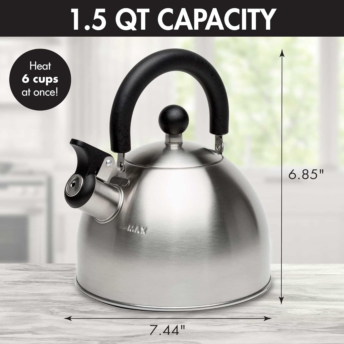 Primula Stewart Whistling Stainless Steel Stove Top Tea Kettle (1.5-Quart)