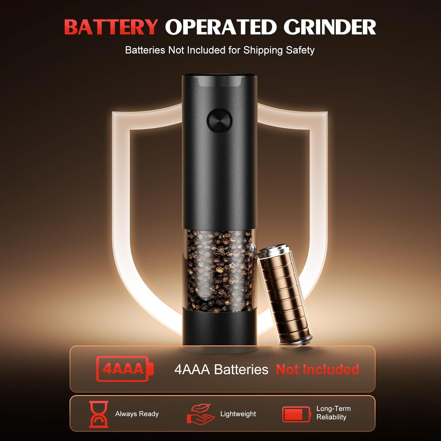 ioion Automatic Electric Salt & Pepper Grinder Set with LED Light - Adjustable Coarseness