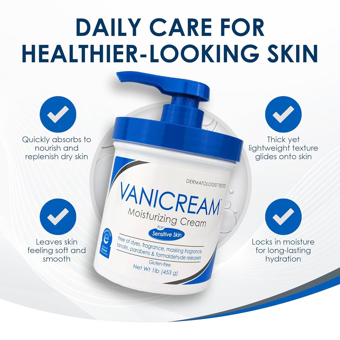 Vanicream Moisturizing Cream for Sensitive Skin - 16 fl oz, Fragrance Free & Non-Comedogenic