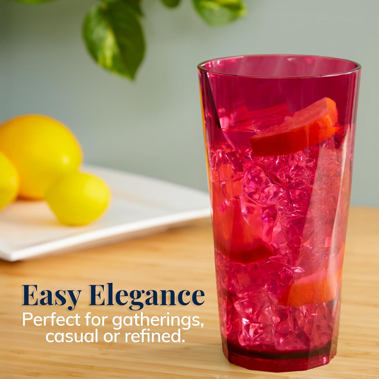 US Acrylic Optix 20oz Reusable Tumblers Set of 8 - BPA-Free, Dishwasher Safe Jewel Tone Plastic Cups