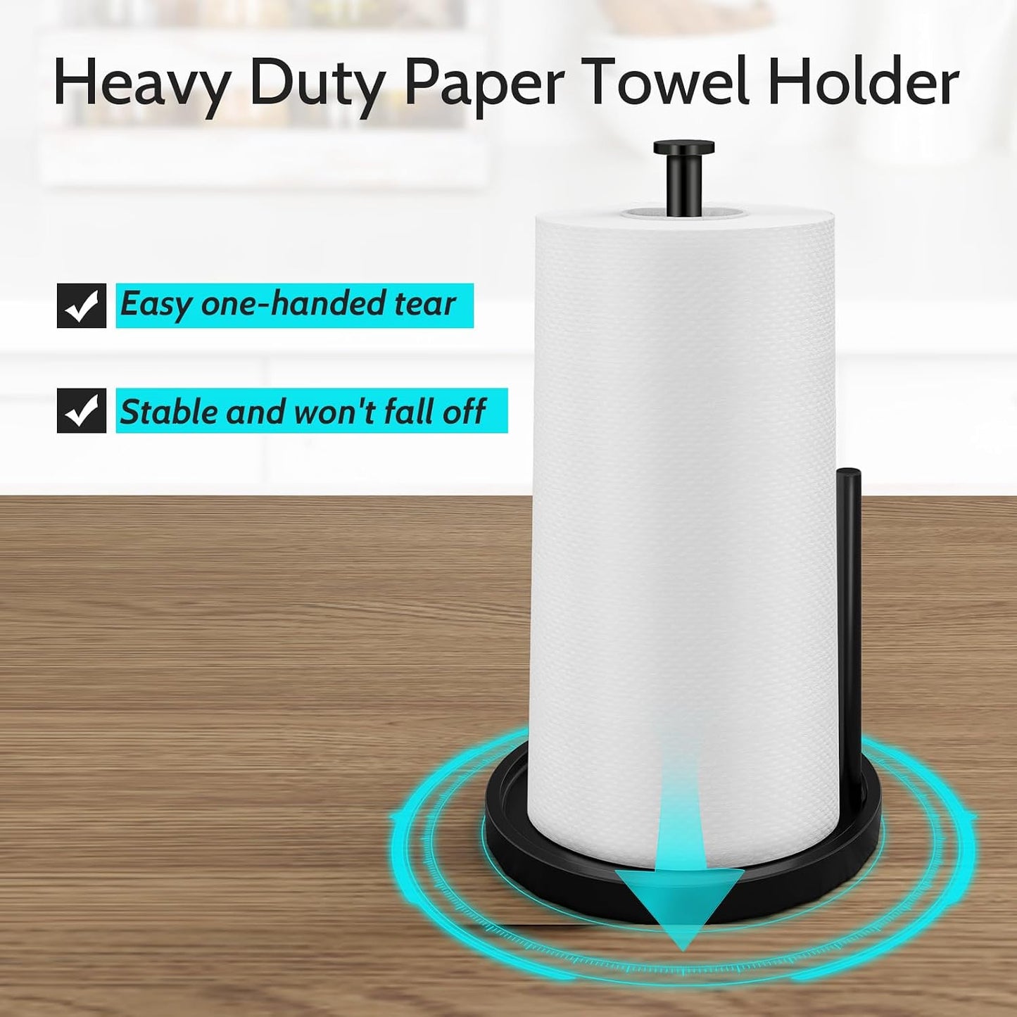 STWWO Freestanding Paper Towel Holder with Anti-Slip Base for Kitchen Countertop