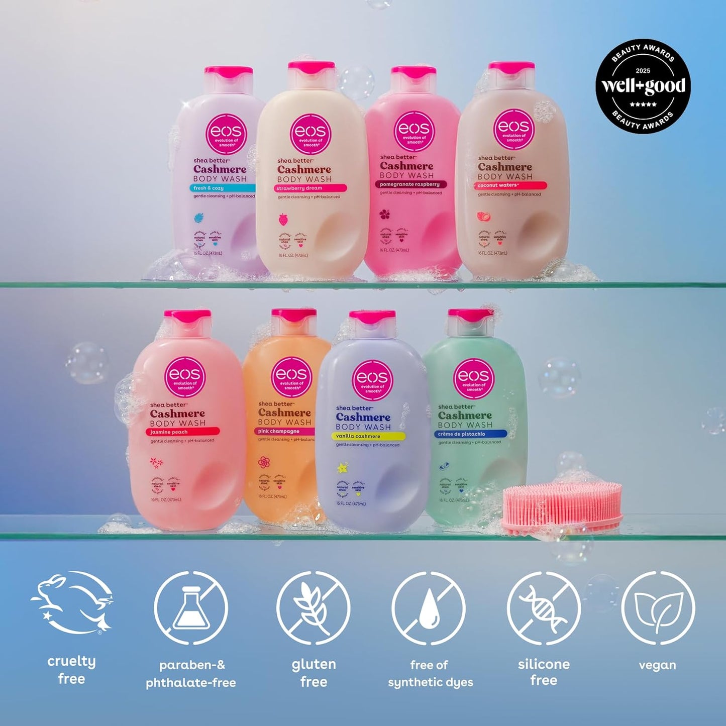 eos Vanilla Body Wash - Moisturizing Creamy Gel for Sensitive Skin, 16 fl oz