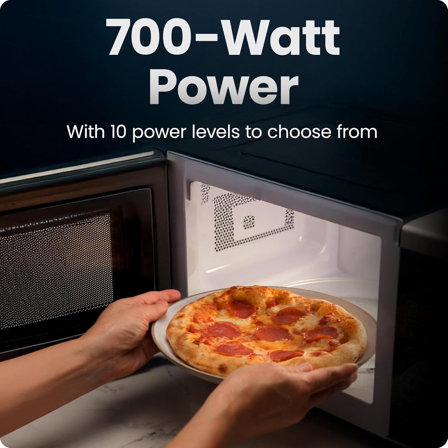Chefman 0.7 Cu. Ft. Countertop Microwave (RJ55-7-V2) - 700W with 10 Power Levels & Child Safety Lock