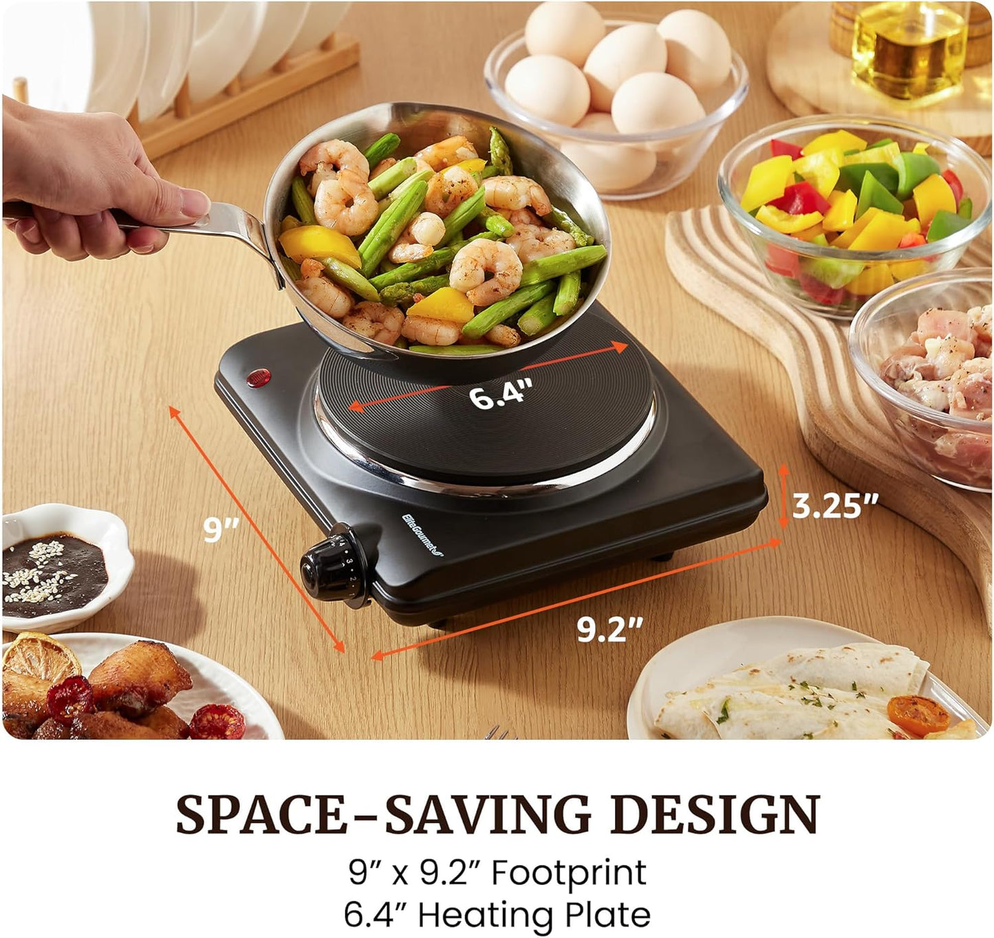 Elite Gourmet Portable Electric Burner - 1000W Cast Iron Hot Plate for RVs & Small Kitchens