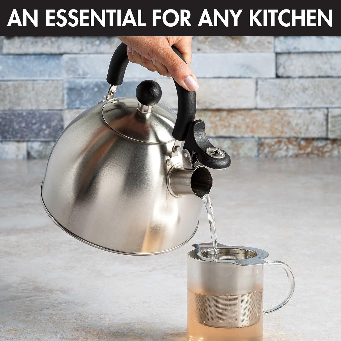 Primula Stewart Whistling Stainless Steel Stove Top Tea Kettle (1.5-Quart)