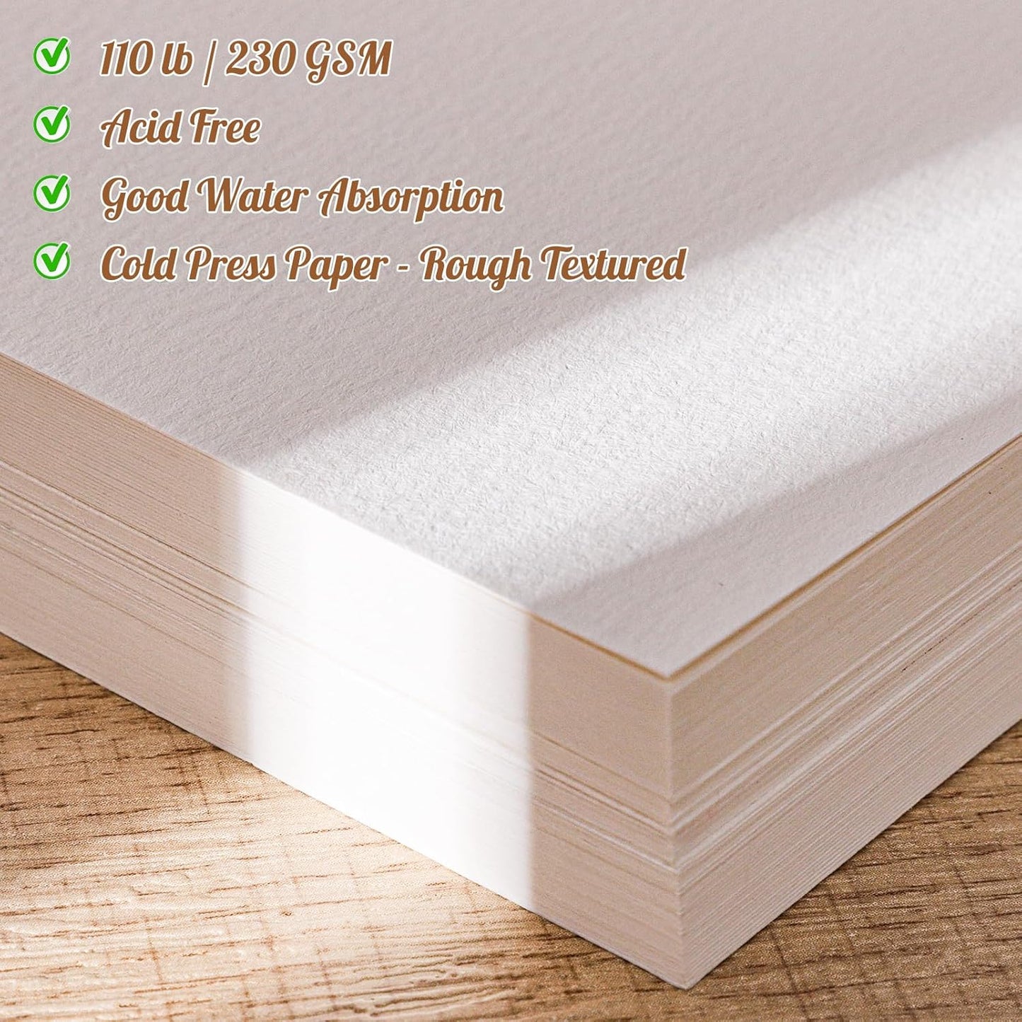 Prudiut 80 Sheets Watercolor Paper Bulk - 5x7 Inch Cold Press White for Kids & Artists