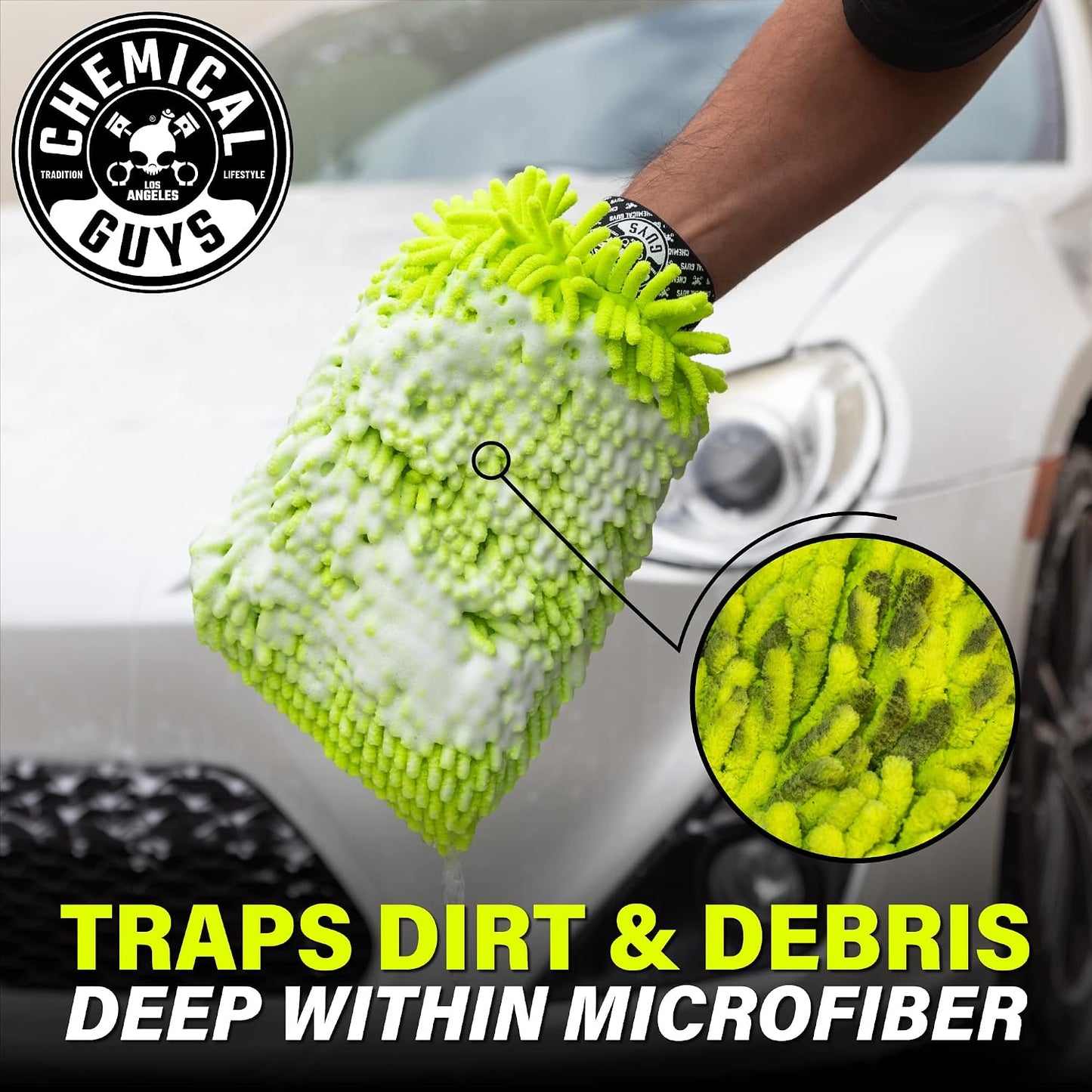 Chemical Guys Premium Scratch-Free Microfiber Car Wash Mitts (2-Pack) - Safe for Cars, Trucks & Motorcycles