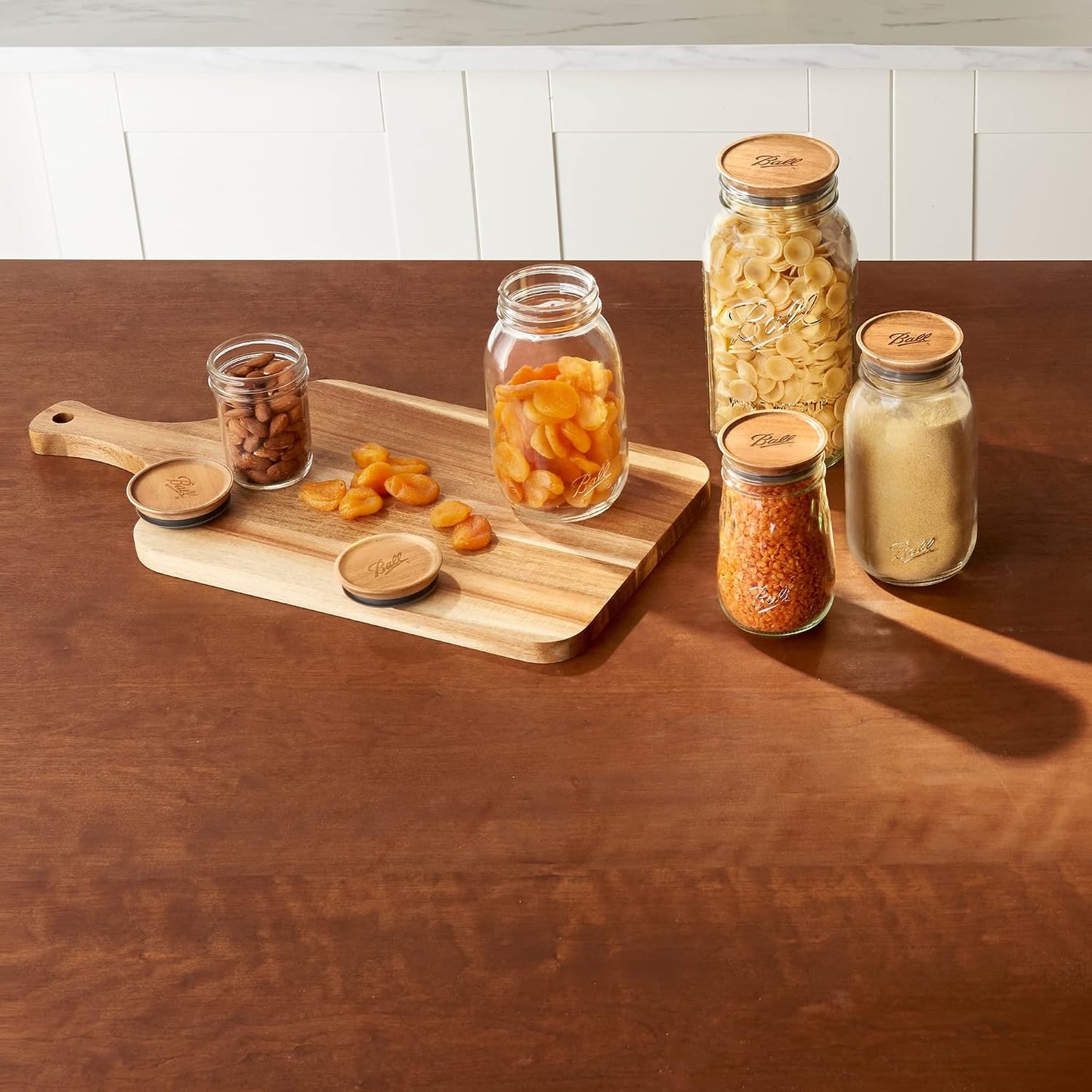 Ball Wooden Wide Mouth Jar Lids - 5 Pack Airtight Storage Lids