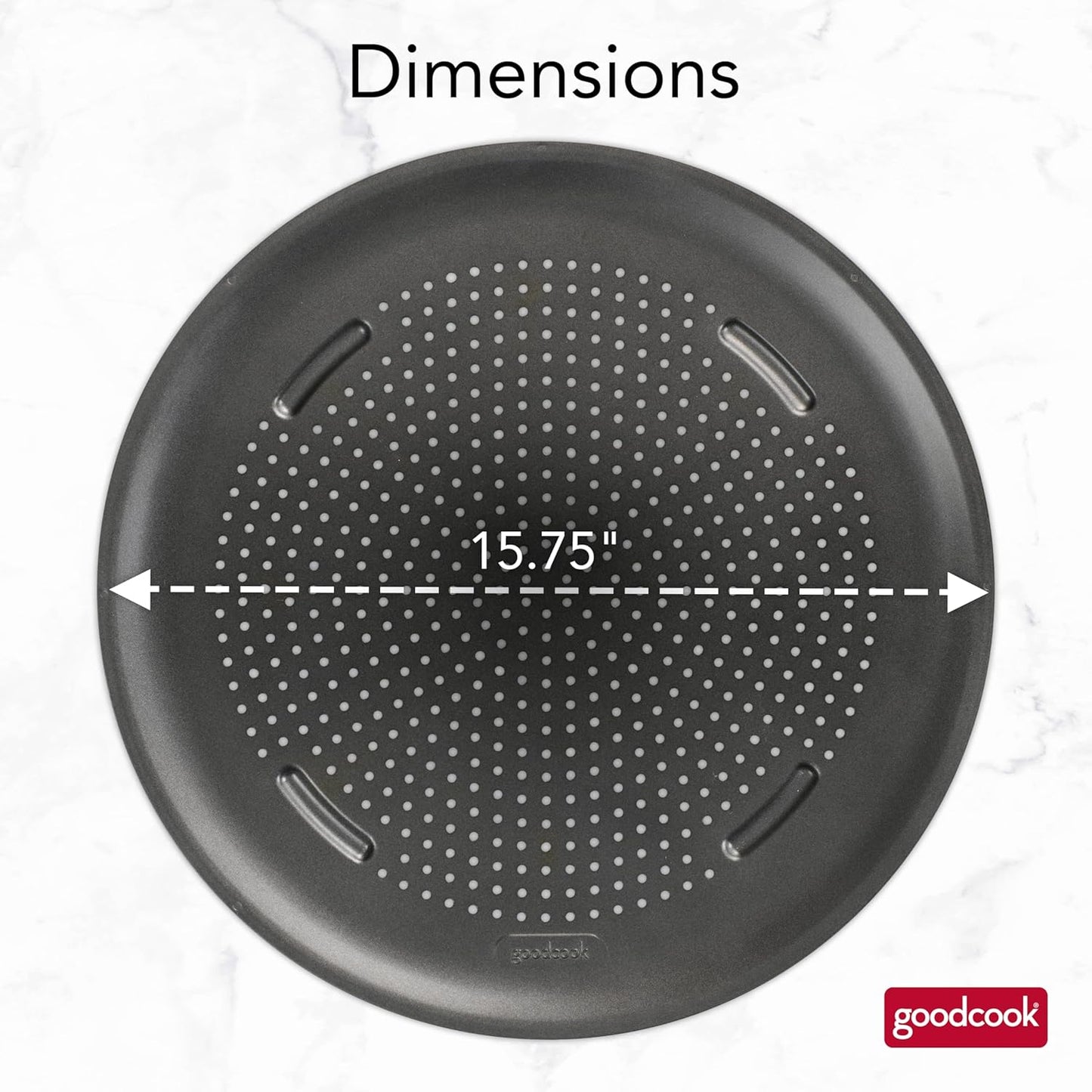 GoodCook 15.75-Inch Perforated Nonstick Carbon Steel Pizza Pan with Cutting Guides