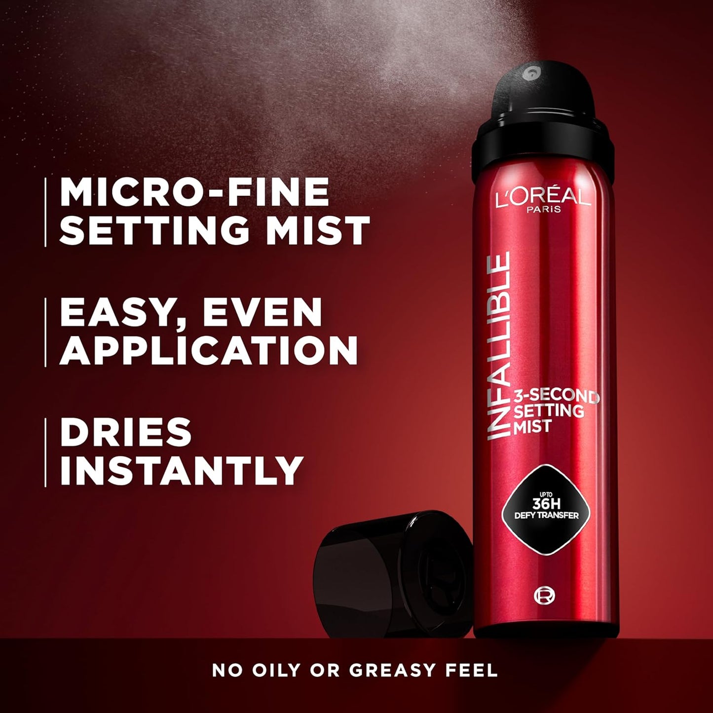 L'Oreal Paris Infallible 3-Second Setting Spray - Up to 36-Hour Wear, Microfine Mist for All Skin Types