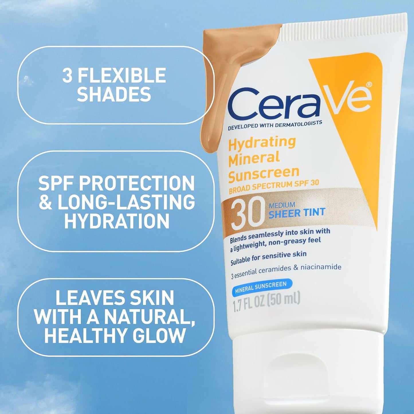 CeraVe Hydrating Mineral SPF 30 Tinted Face Sunscreen - Medium Shade