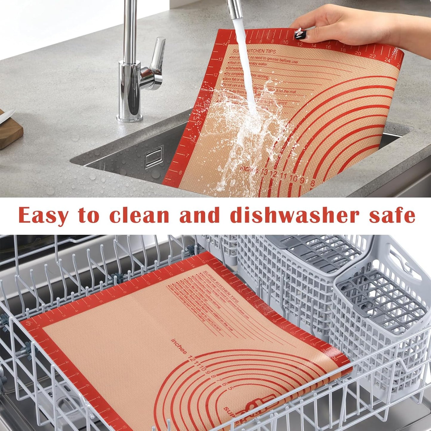 Extra Large Non-Slip Silicone Pastry Mat 28"x20" - Premium Safe for Baking & Dough Rolling by Folksy Super Kitchen