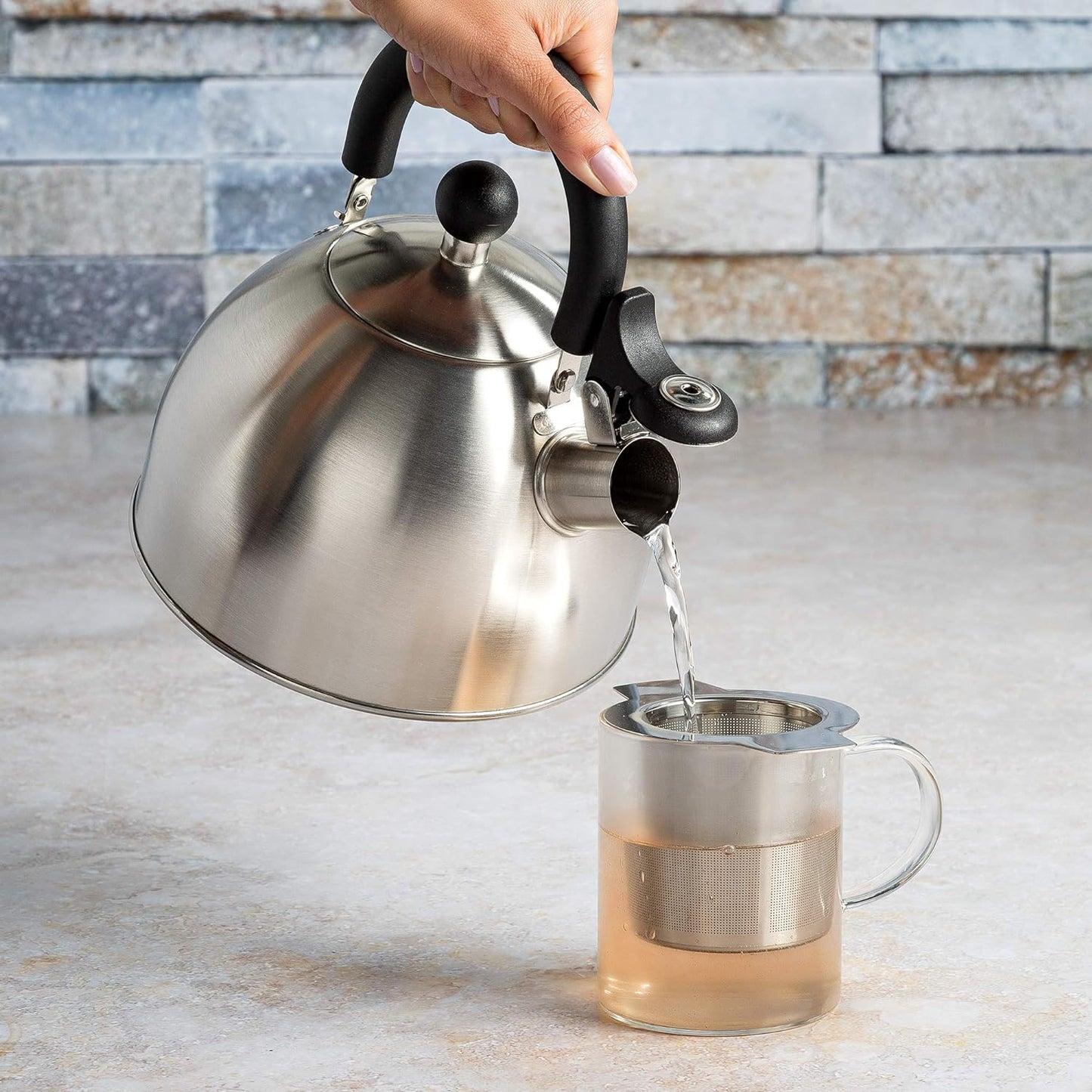 Primula Stewart Whistling Stainless Steel Stove Top Tea Kettle (1.5-Quart)