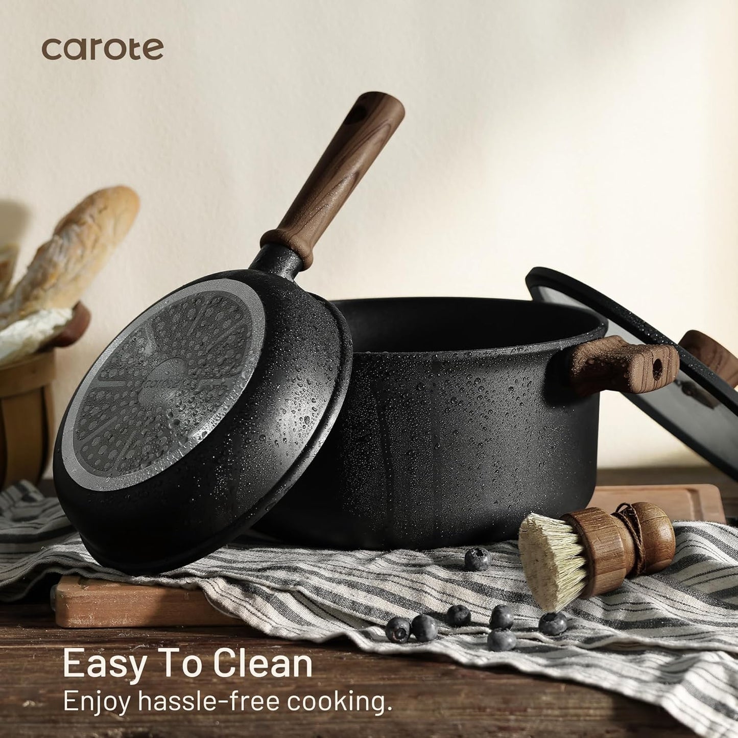 CAROTE 16-Piece Nonstick Cookware Set - Titanium Pots & Pans for Induction