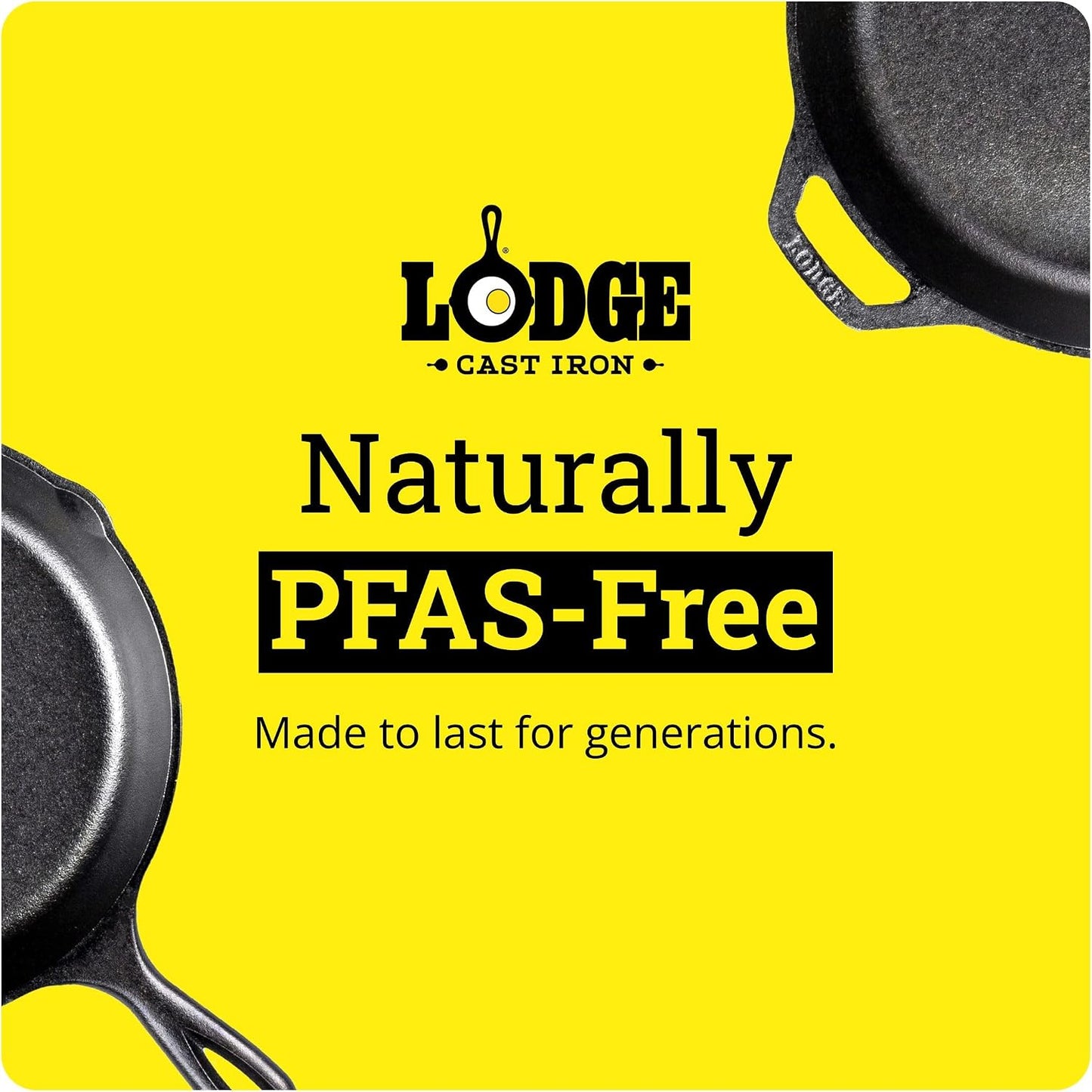 Lodge 10.25 Inch Cast Iron Skillet - Naturally Non-Stick & Oven Safe for Home & Camping