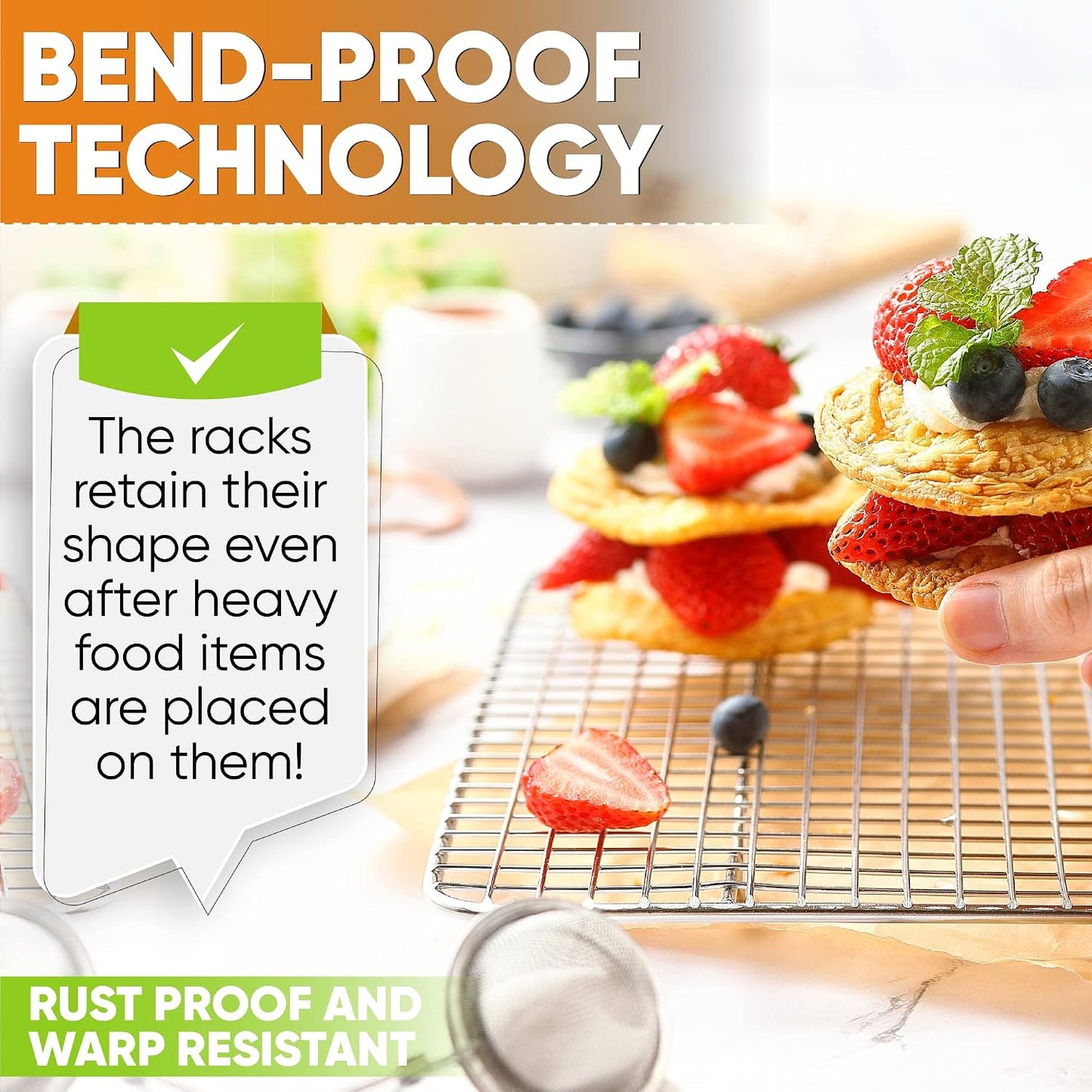 Spring Chef 10x15 Inch Stainless Steel Cooling Rack - Oven Safe Up to 575°F & Dishwasher Safe