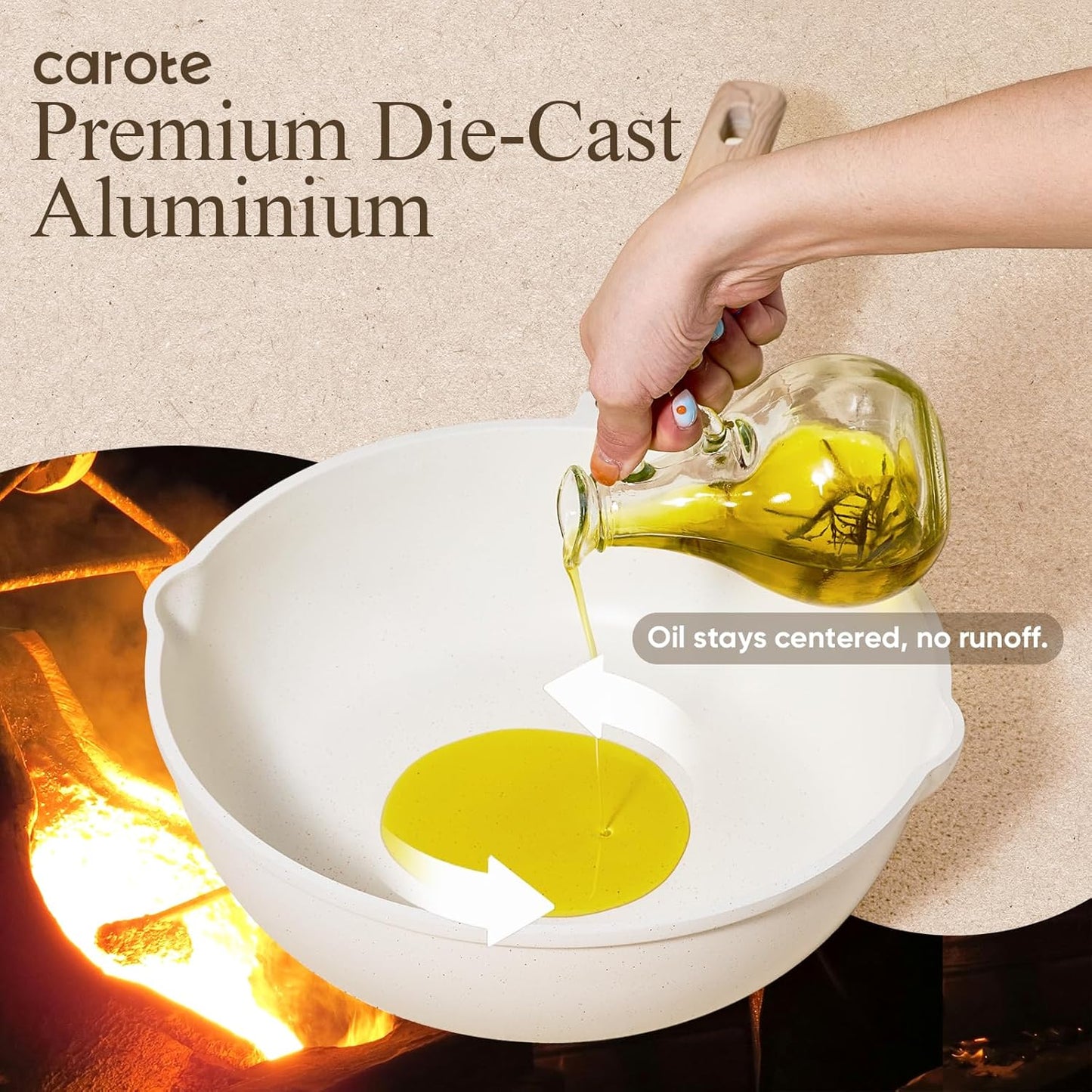 CAROTE 14-Piece Nonstick Cookware Set - Die-Cast Aluminum Pots & Pans for Induction & Gas Stoves
