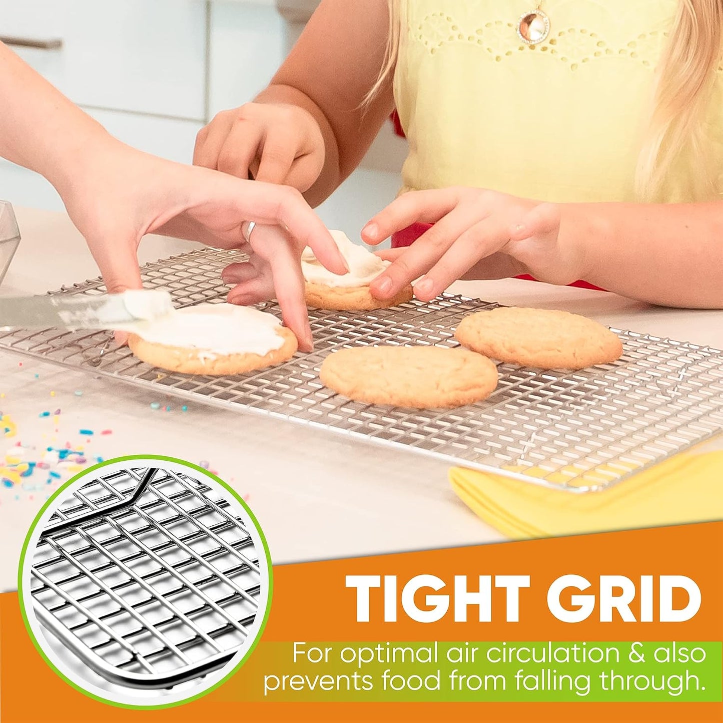 Spring Chef 10x15 Inch Stainless Steel Cooling Rack - Oven Safe Up to 575°F & Dishwasher Safe