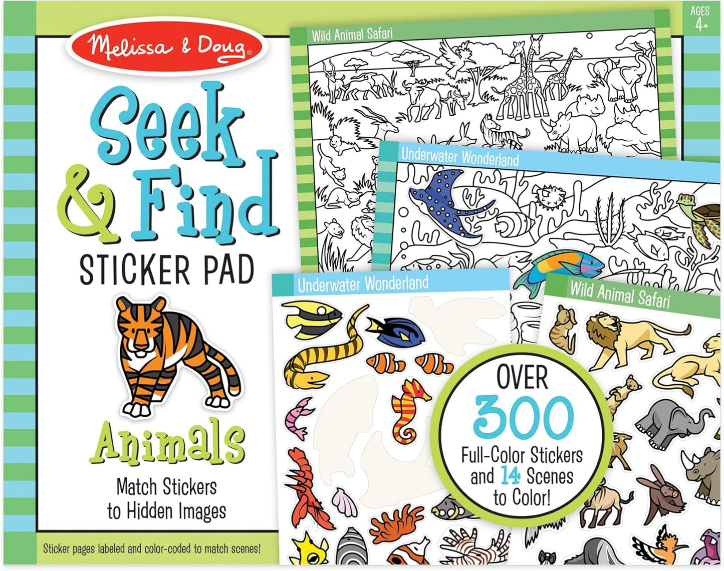 Melissa & Doug Animal Seek & Find Sticker Pad - 400+ Stickers, 14 Scenes for Kids 4+