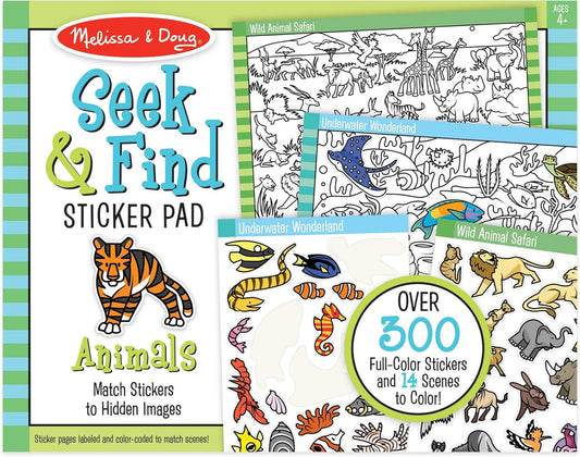 Melissa & Doug Animal Seek & Find Sticker Pad - 400+ Stickers, 14 Scenes for Kids 4+