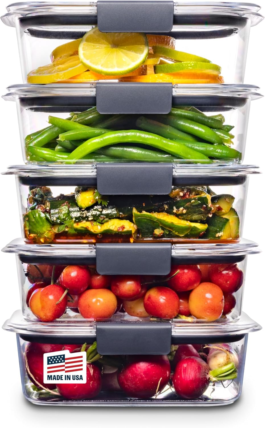 Rubbermaid Brilliance Tritan Airtight Food Storage Containers - Leak-proof Set of 5 (3.2 Cup) for Meal Prep