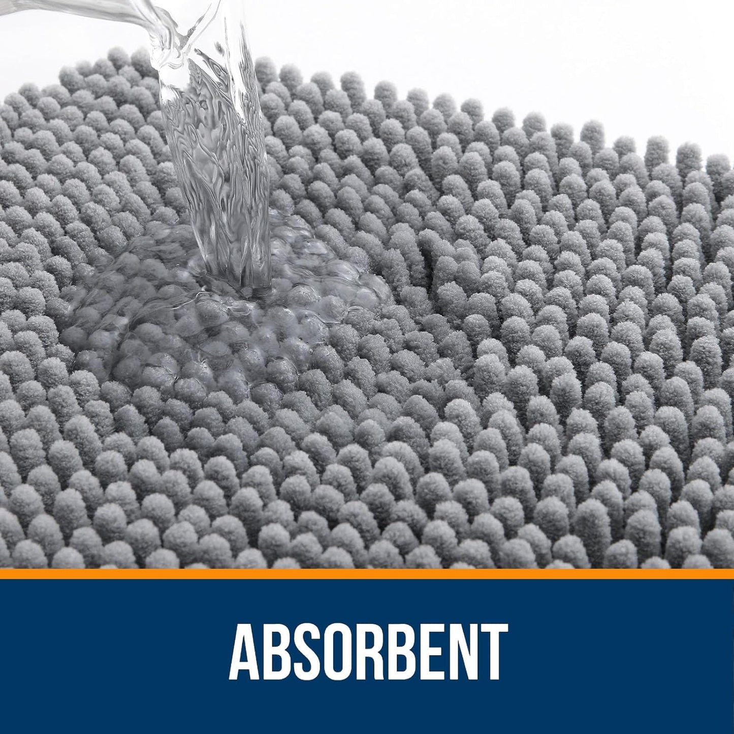 OLANLY Soft Chenille Bath Rug 30x20 - Absorbent Quick Dry Non-Slip Machine Washable Grey
