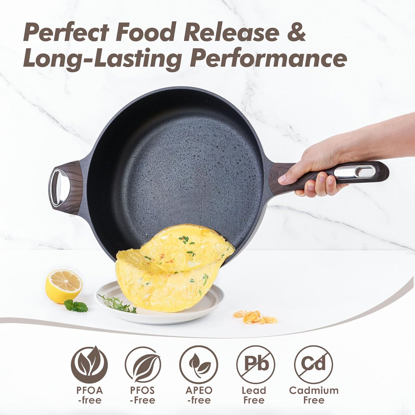 SENSARTE 12 Inch Nonstick Saute Pan with Lid - Healthy PFOA-Free Aluminum Skillet for Induction & All Stovetops