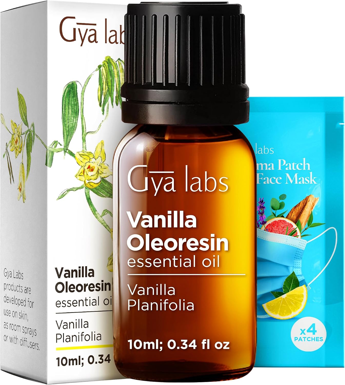Gya Labs 100% Pure Vanilla Essential Oil (10ml) - For Diffuser, Skin & Candle Making