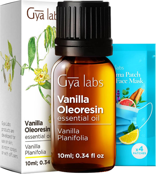 Gya Labs 100% Pure Vanilla Essential Oil (10ml) - For Diffuser, Skin & Candle Making