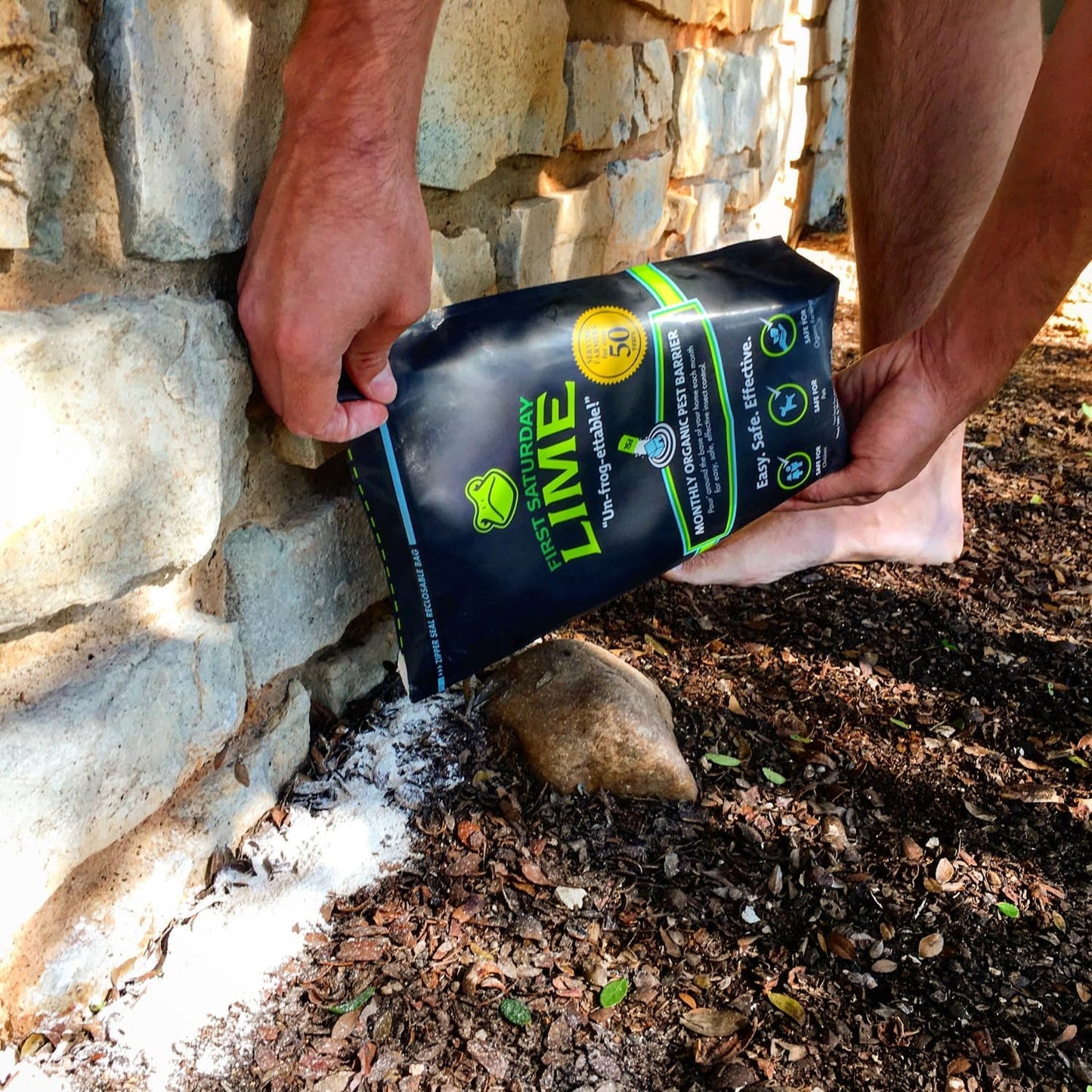 First Saturday Lime Natural Outdoor Insect Deterrent Powder - 20lb Monthly Barrier for Ants & Ticks