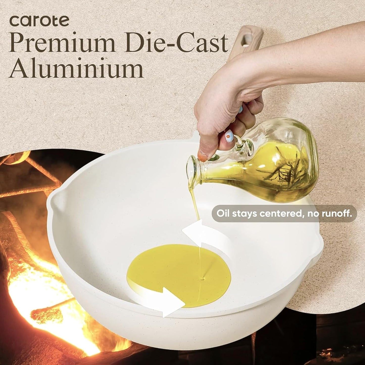 CAROTE 21-Piece Nonstick Cookware Set - Harder Granite Coating, Induction Safe, PFOS/PFOA Free