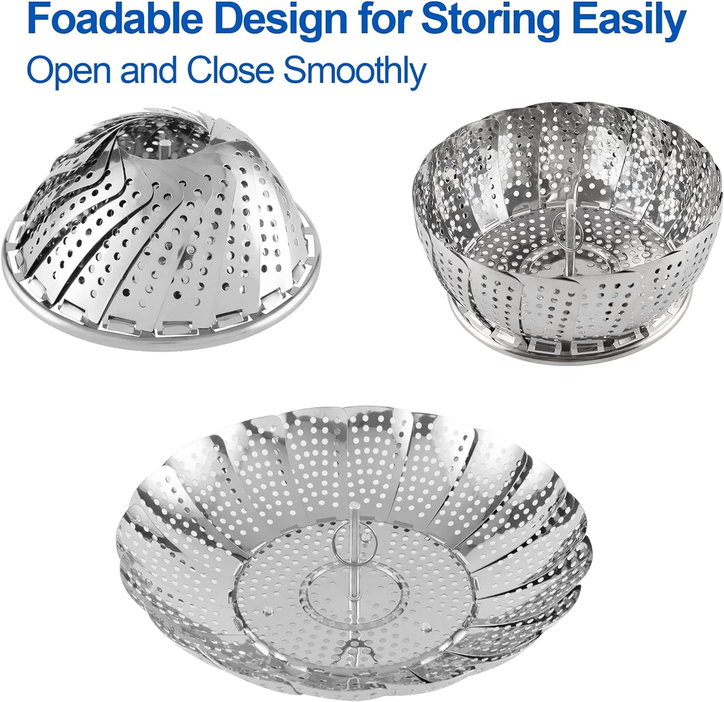 SAYFINE Premium Stainless Steel Veggie Steamer Basket - Fits Pots Up to 9.2"