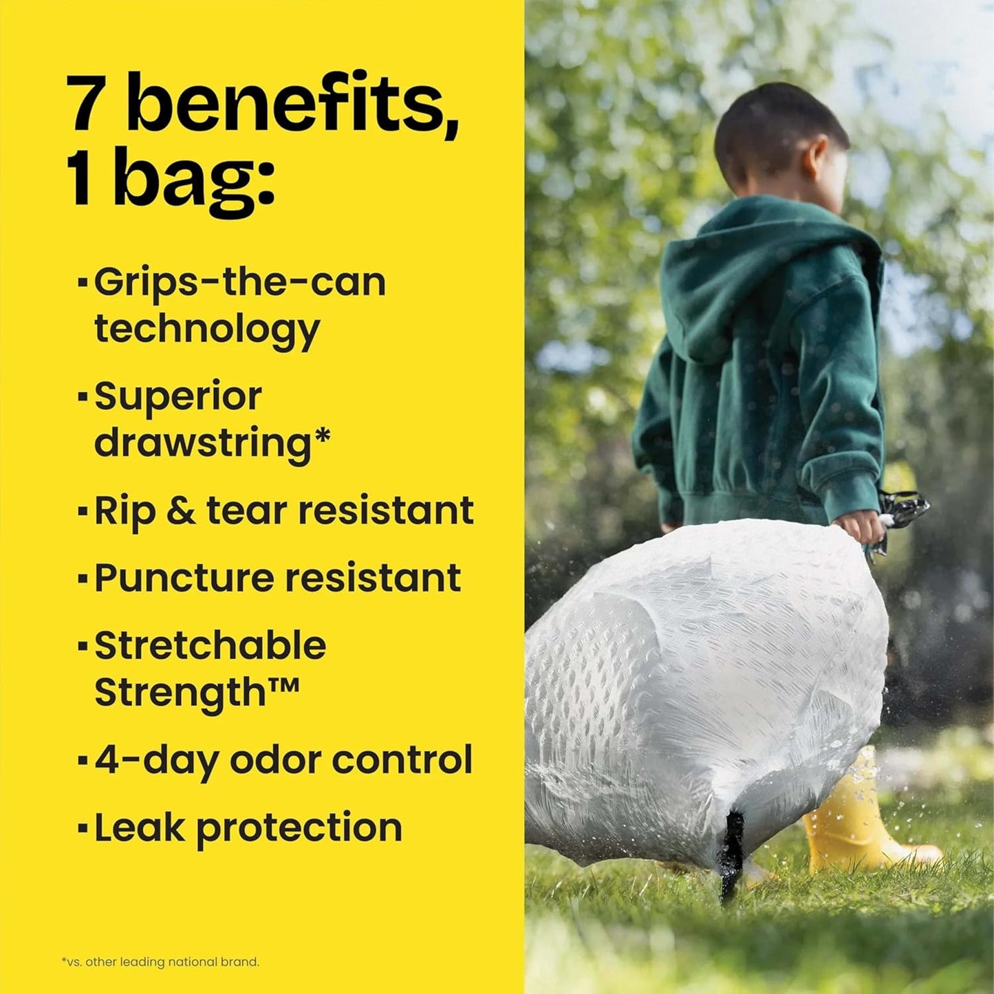 Glad Tall Kitchen Trash Bags - OdorShield 13 Gallon White Drawstring Garbage Bags, Febreze Fresh Clean Scent, 110 Count